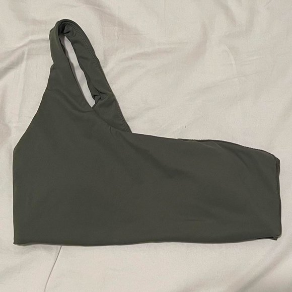 OFFLINE By Aerie The Hugger One Shoulder Sports Bra - Olive Fun, Size M - Picture 4 of 5